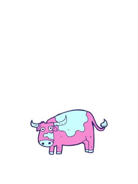 Çizgi film ineğinin hareketli animasyonu