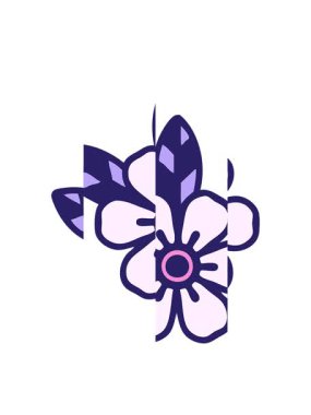 Karikatür çiçek karalama tasarımının bölünen hareketi