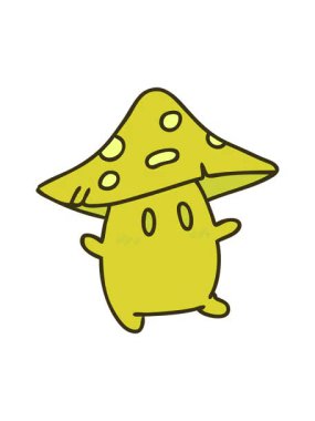 Sonbahar melteminde hoplayıp zıplayan ender bulunan küçük bir mantar yaratığının renkli animasyonu.