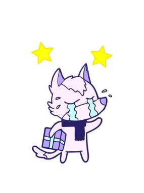 dönen yıldızların animasyonu. Ağlayan kurdun Noel hediyesi.