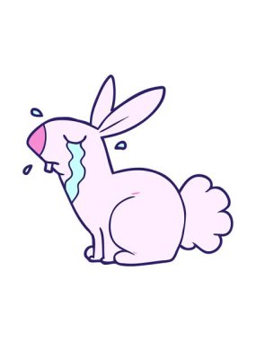 Çizgi film tavşanının ağlamasını salla ve durdur.