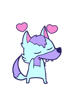 Karikatür kurdunun gülüşünün dönen kalpleri.