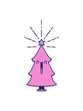 Dövme stili yılbaşı ağacının yıldızlı hareketli animasyonu