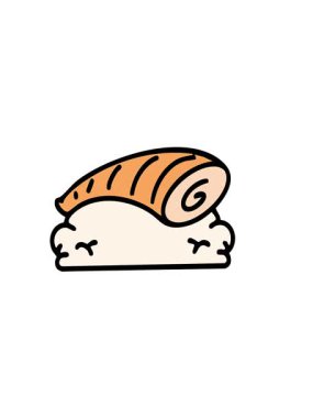 Japon nigiri suşisinin yatay titreşimli animasyonu.