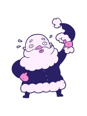 Çizgi film Noel Baba 'nın şapkasını sallarken canlandırma efekti