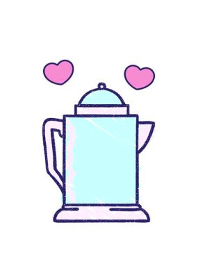 Kahve Kazanı Tebeşirinin dönen kalp animasyonu Çizim