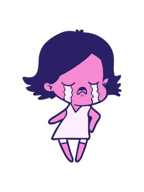 Çizgi filmdeki ağlayan kızın animasyonunu durdur ve durdur.