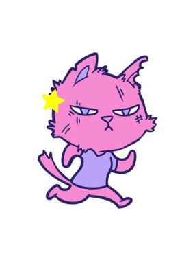 twinkling stars effect animation of tough cartoon cat running