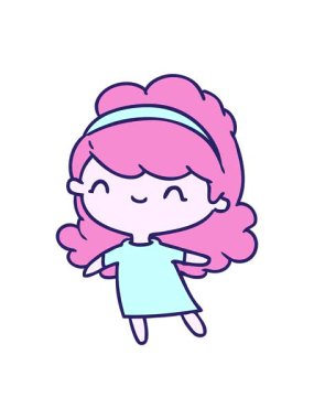 Kafasında bant olan çizgi film çizimi kawaii kızın hareketli animasyonu.