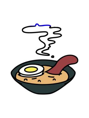 Geleneksel kasede sıcak ramen çorbasının animasyonunu güçlendir