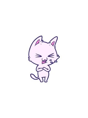 flashy sales animation of a cartoon cat hissing