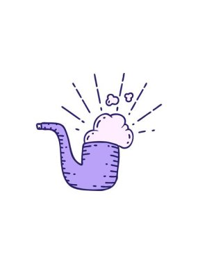 Geleneksel dövme stili sigara piposunun radyoaktif parlak animasyonu