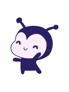 Güzel bir bayan böceğin resimli kawaii animasyonunun baskısı.