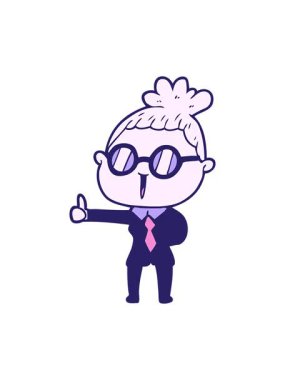 gözlük takan karikatür kadının animasyonunu durdurup duraklat