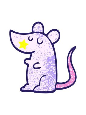 Parıldayan yıldızlar grunge desenli çizgi film faresinin animasyonunu etkiler.