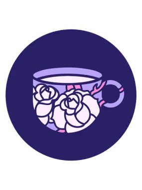 bir fincan ve çiçek tasarımının canlandırma efektini piksel haline getir