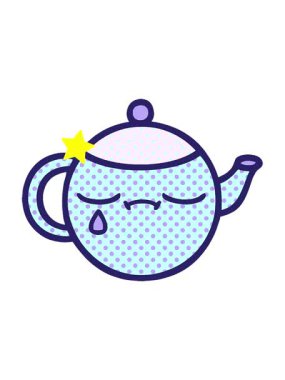 Parıldayan yıldızlar, hüzünlü bir çaydanlığın çizgi filminin animasyonunu etkiler.