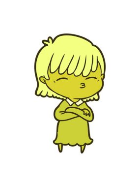 Çizgi film kadınının parlak neon tasarımının renk animasyonu