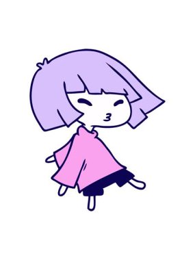 Şirin Kawaii kızının neon ışık efektleri animasyonu