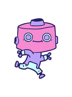 Çizgi film android görüntüsünün titreşimli hareketi