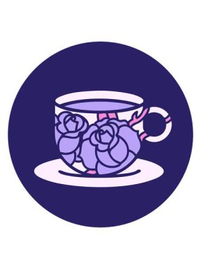 Çiçekli kahve fincanı işaretinin ışık efekti