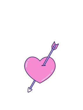 Bir okun ve kalbin eski dövme stili görüntüsünün yükselişi ve yüzüşü