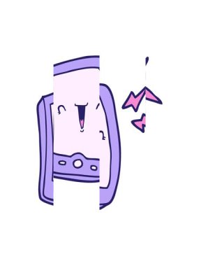 Tatlı çizgi film cep telefonunun bölünmüş hareket animasyonu