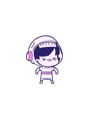 Çizgi filmdeki astronot kadın el yazısıyla satış animasyonu.