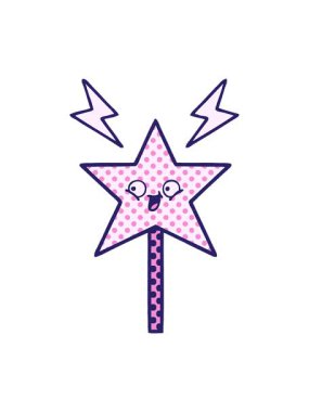 Sihirli bir değneğin çizgi roman stili çizgi filminin animasyonunu salla ve durdur