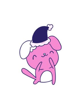 Kawaii köpeğinin el yapımı dönen hareket animasyonu çizilmiş Noel çizgi filmi