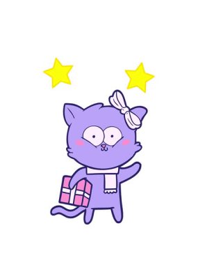 dönen yıldızlar neon bir kedinin çizgi filminin animasyonu