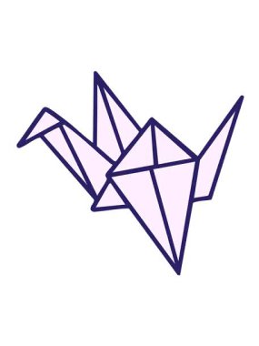 Japon katlanmış kağıt origami kuşunun titreşimli hareketi