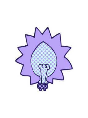 Karikatür karalama ampulünün parlak ışık efektleri