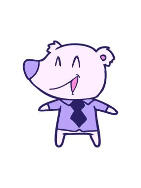 Titreyen hareket, kutup ayısının tişört ve kravat karikatürü giymesi.