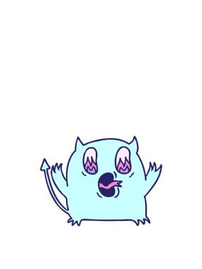 Ayağa kalk ve kawaii kırmızı iblisinin serbest çizim animasyonunu uçur.