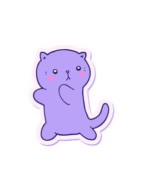 Dikkat çekici bir çizgi film kedisi çıkartması.