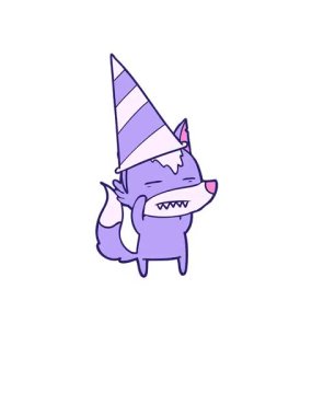 Kalk ve parti şapkalı kurt çizgi filminin animasyonunu yap.