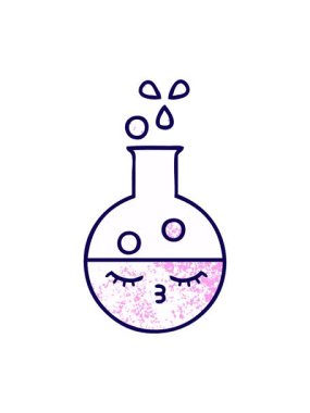 Bir test tüpünün retro grunge doku çizgi filminin neon ışık efekti animasyonu