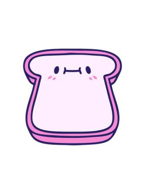 Yüzü olan bir ekmek diliminin dönen hareketli animasyonu.