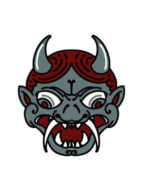 Japon kabuki tiyatro maskesinin hareketli animasyonu