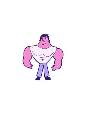 Çizgi film vücut geliştiricisinin gösterişli satış animasyonu