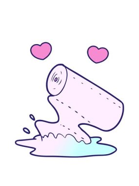 Karikatür mutfak havlusunun dönen kalpleri. Dökülen havluyu emer.