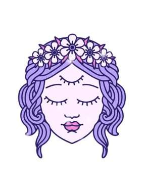 Işıltı efekti dövme stili imajı üçüncü gözlü kadın yüzü.