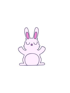 Yatay titreşimli el çizimi tuhaf tavşan animasyonu