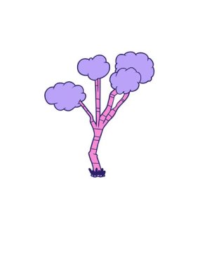 Yüksel ve çizgi film animasyonunu uçur seyrek ağaç