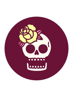 Basınç, ikonik dövme tarzı bir kafatasının canlandırması ve parlak bir renkle yükseldi.