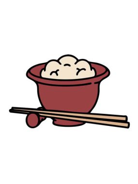 Geleneksel yemek çubuklarıyla Japon pilavının hareketli animasyonu