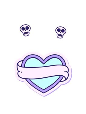 Geleneksel kalp ve bayrak tarzının dönen kafatası animasyonu