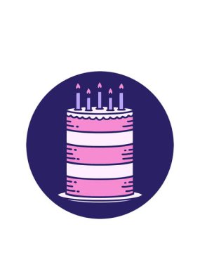 Yanıp sönen radyal çizgiler Bir doğum günü pastasının karalamalarının canlandırması