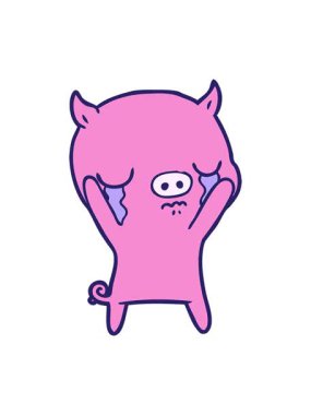 Çizgi film karakteri domuz ağlamasını durdurup duraklat